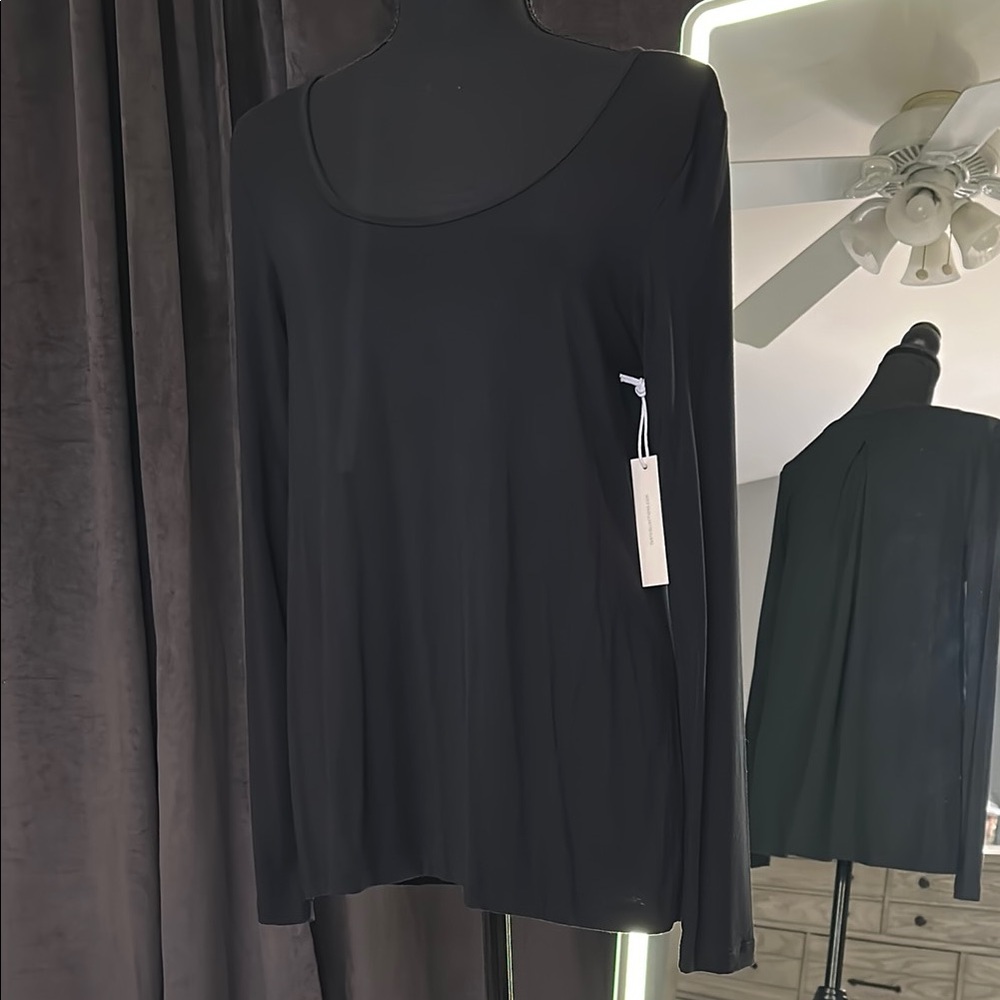 Black Fitted Long Sleeve Blouse